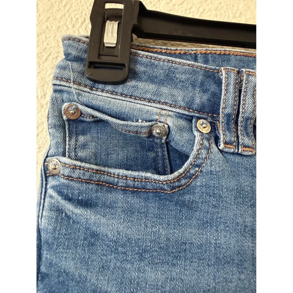 American Eagle Next Level Stretch Low Rise Jean Shorts Blue Cutoff Size 2